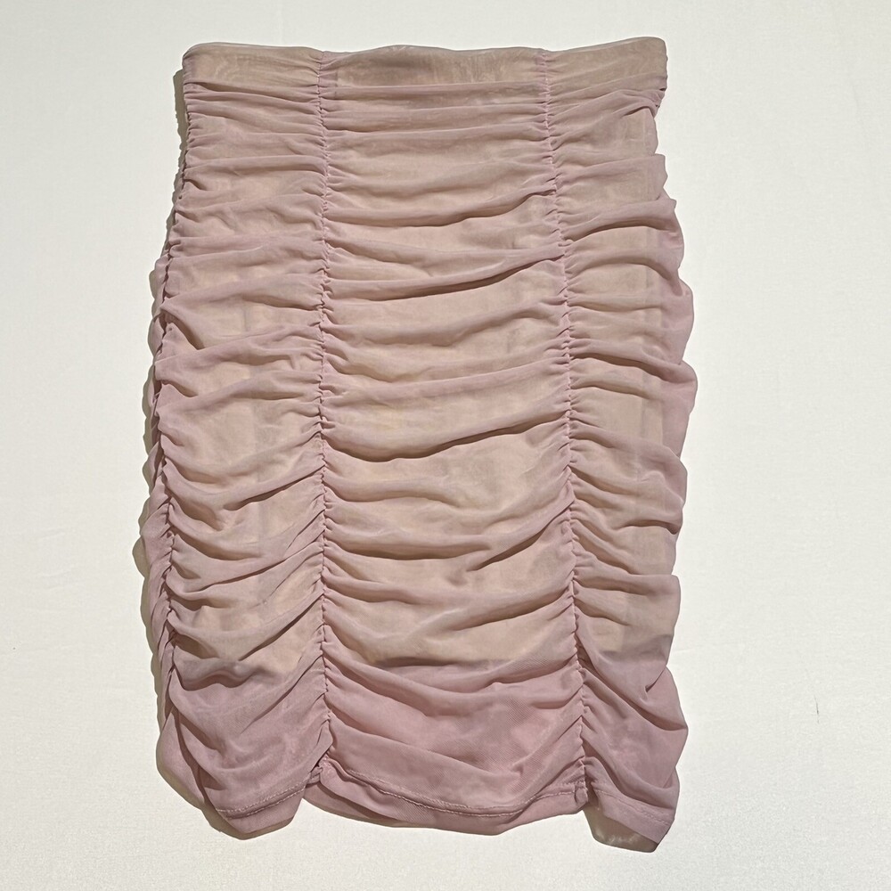 Urban Outfitters Skirt Womens Pink Della Mesh Scrunched Pleated Midi